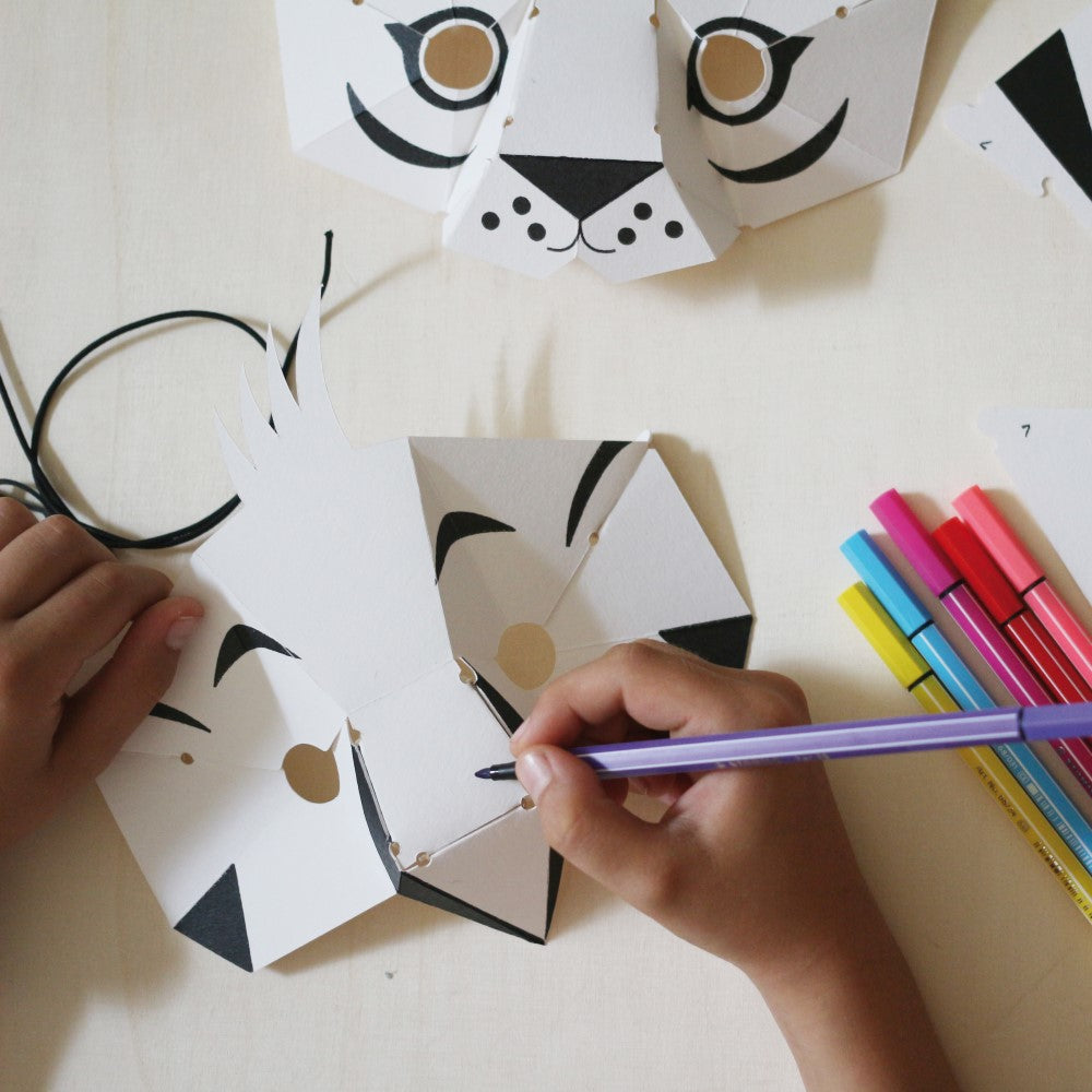 Knutselpakket 3D jungle dierenmaskers om te kleuren