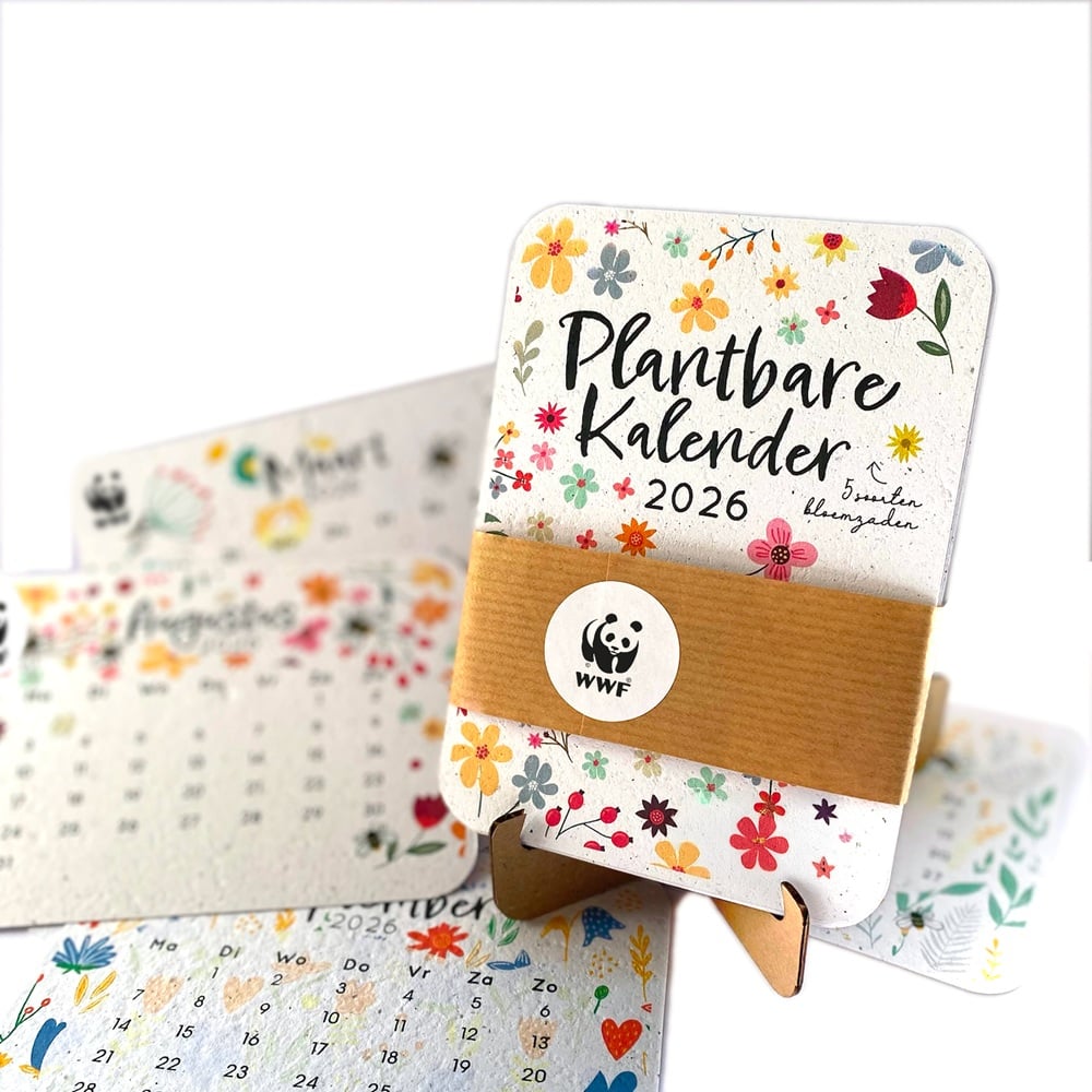 Plantbare bureaukalender 2026 met kerstkaarten – WWF