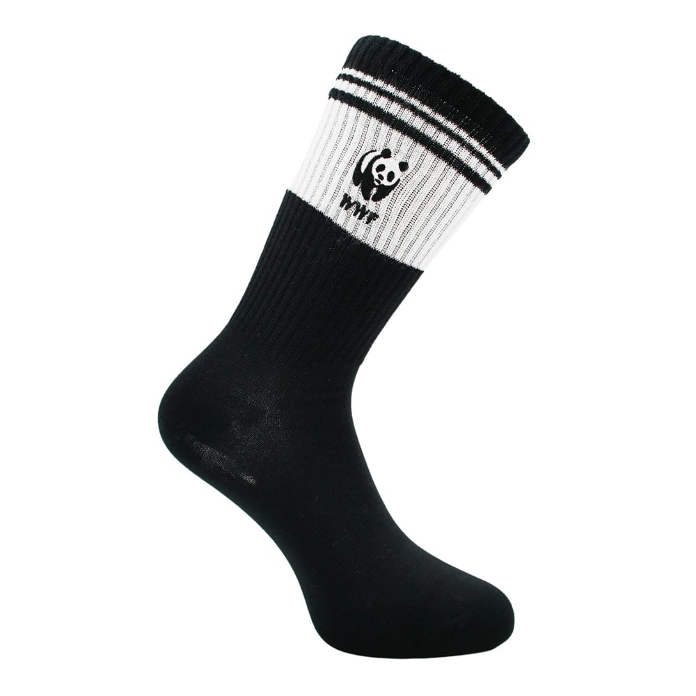 Retro sportsokken - zwart met panda logo