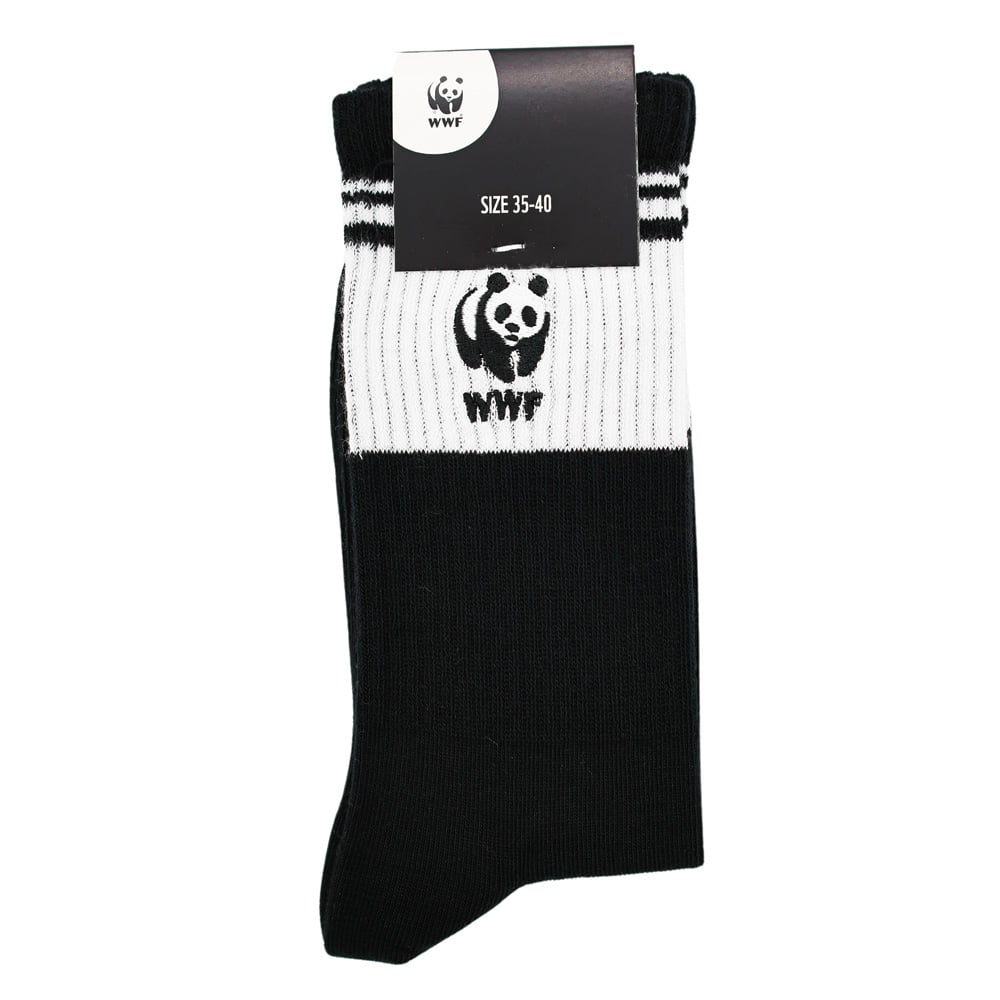 Retro sportsokken - zwart met panda logo