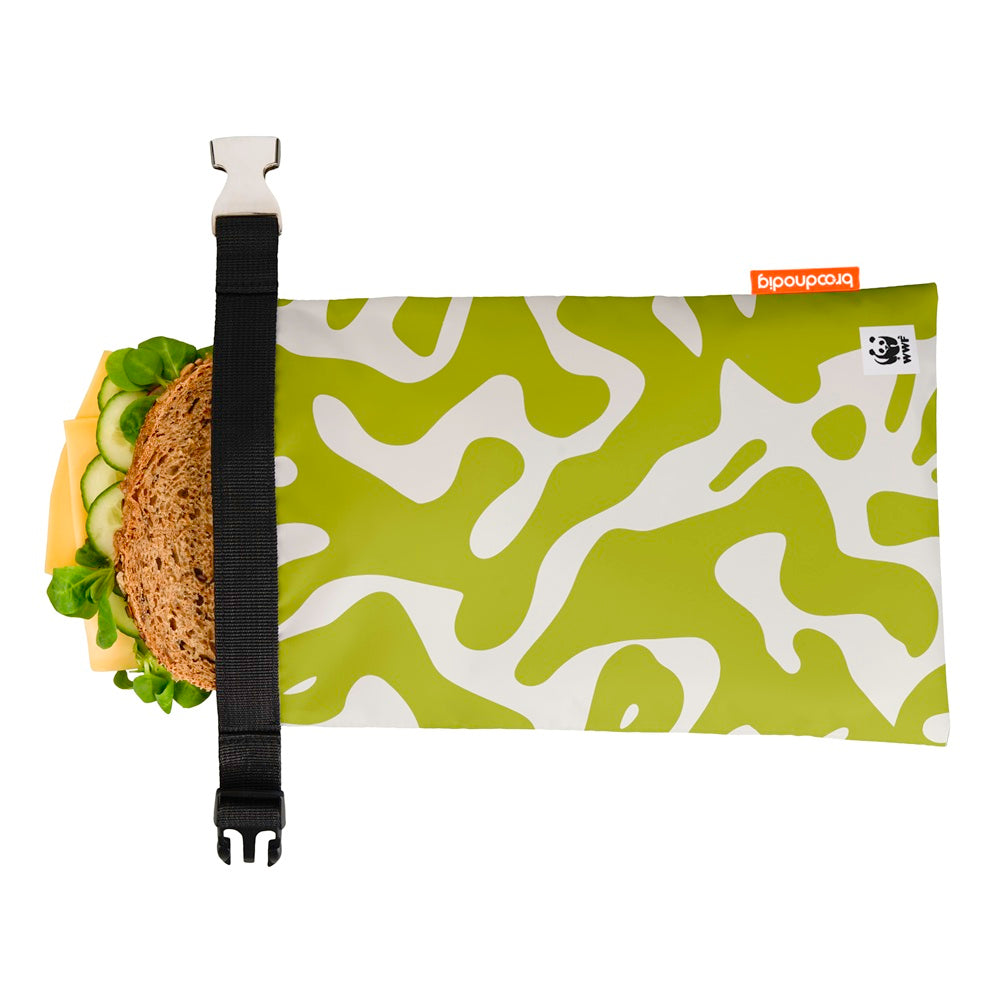 Broodnodig x WWF herbruikbare boterhamzak Patroon groen wit 01 WWF-Webshop