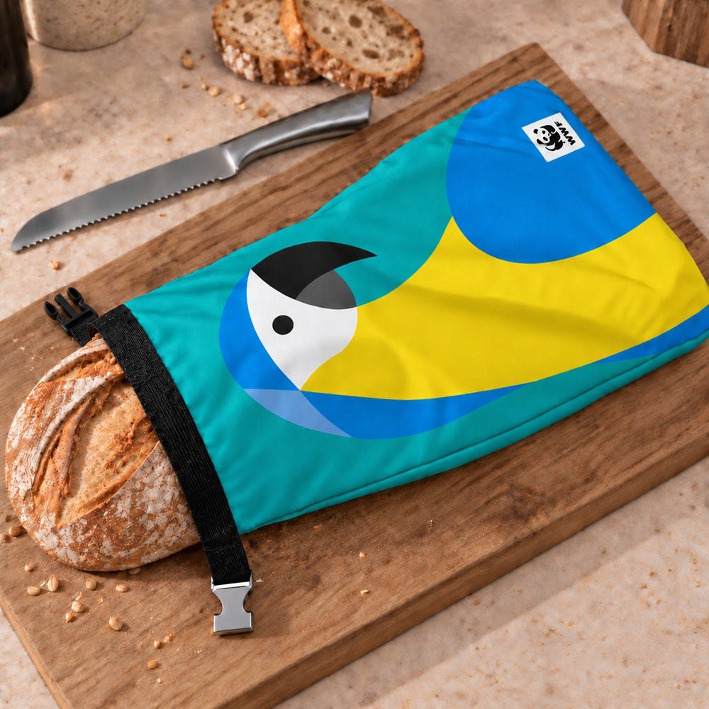 Broodnodig WWF herbruikbare broodzak Blauwgele ara 02