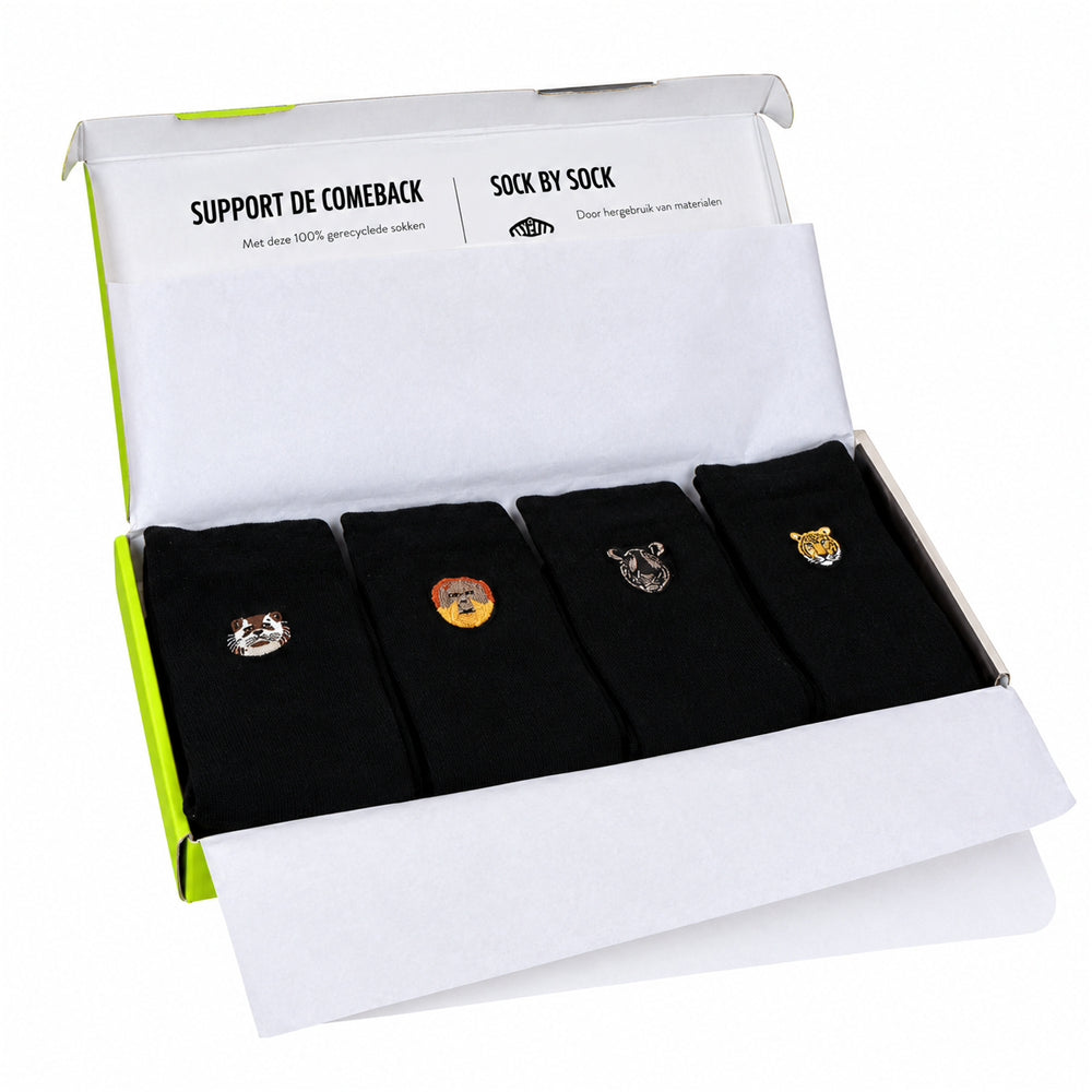 Giftbox WWF 4 paar zwarte sokken