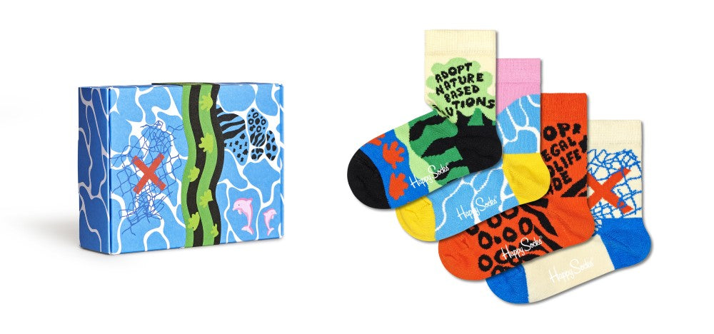 Happy socks x WWF 4paar blauwe giftbox kids 03 WWF-Webshop