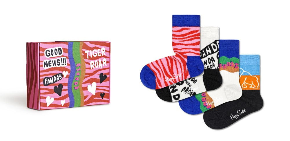 Happy socks x WWF 4paar rode giftbox kids 03 WWF-Webshop