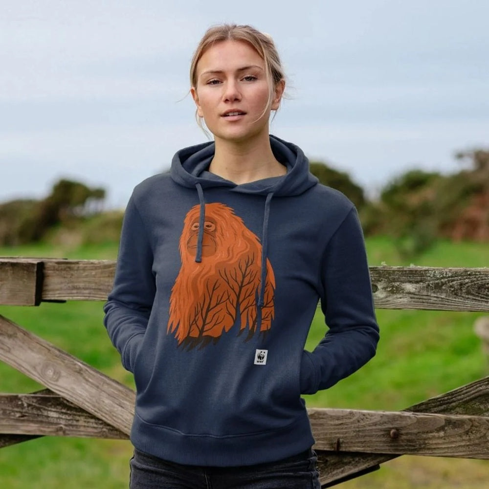Natures Voice Orang oetan hoodie donkerblauw 02 WWF-Webshop