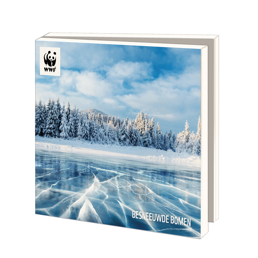 WWF kerstkaartenmapje - Besneeuwde bomen - 10 vierkante kerstkaarten met envelop