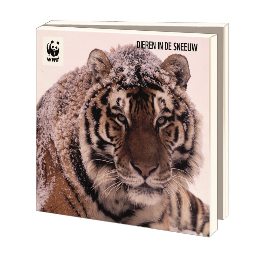 WWF kerstkaartenmapje - Dieren in de sneeuw - 10 vierkante kerstkaarten met envelop (2024)