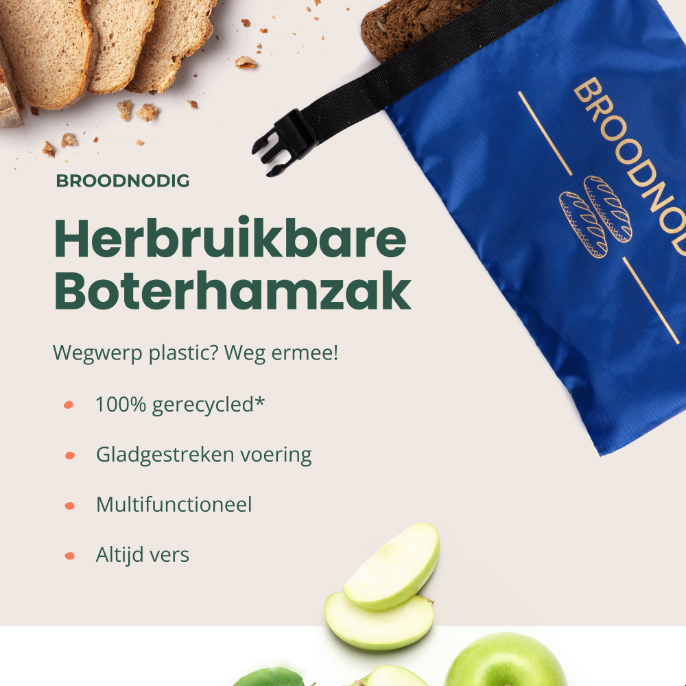 Broodnodig - Herbruikbare boterhamzak - Blauw