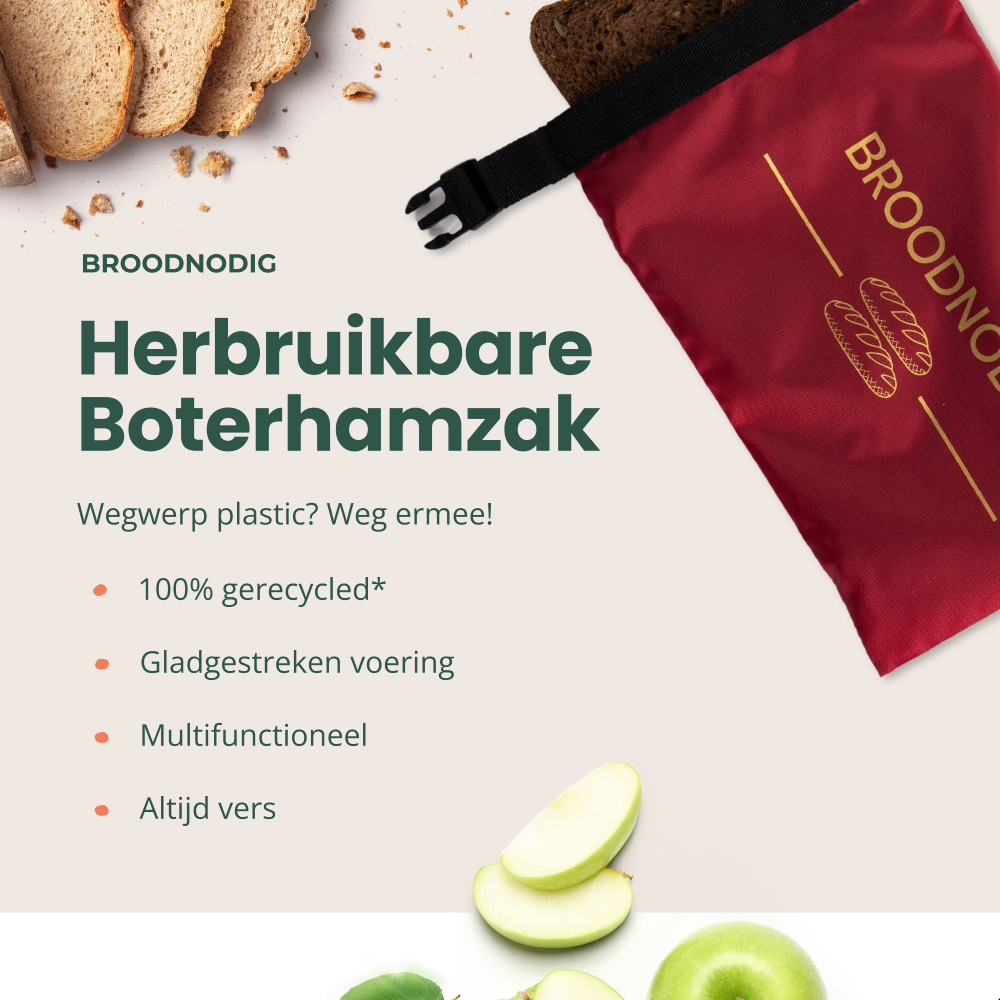 Broodnodig - Herbruikbare boterhamzak - Rood