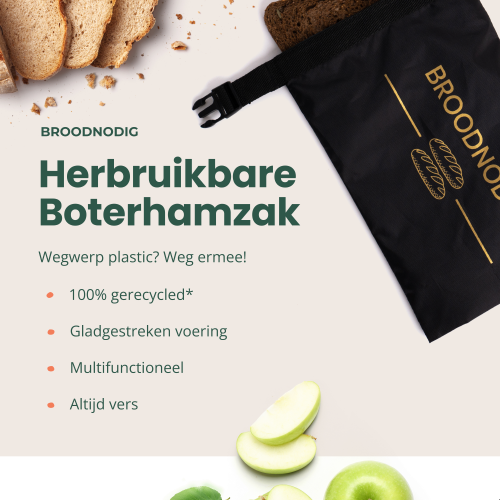 Broodnodig - Herbruikbare boterhamzak - Zwart