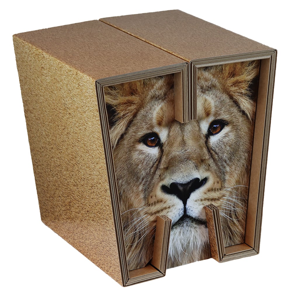 Cartoseat kartonnen krukje met dierenprint - leeuw