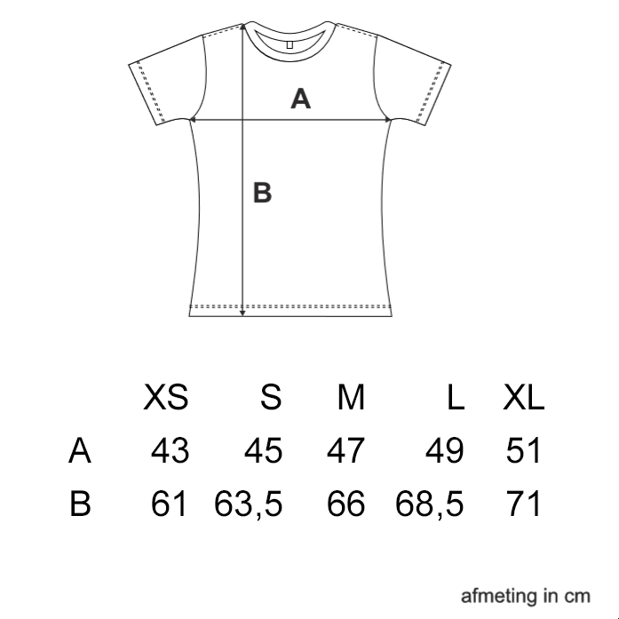 Maattabel — Circulair t-shirt - wit - dames