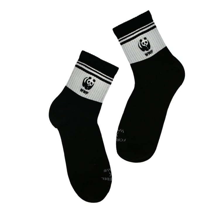 Enkelsokken - zwart met panda logo