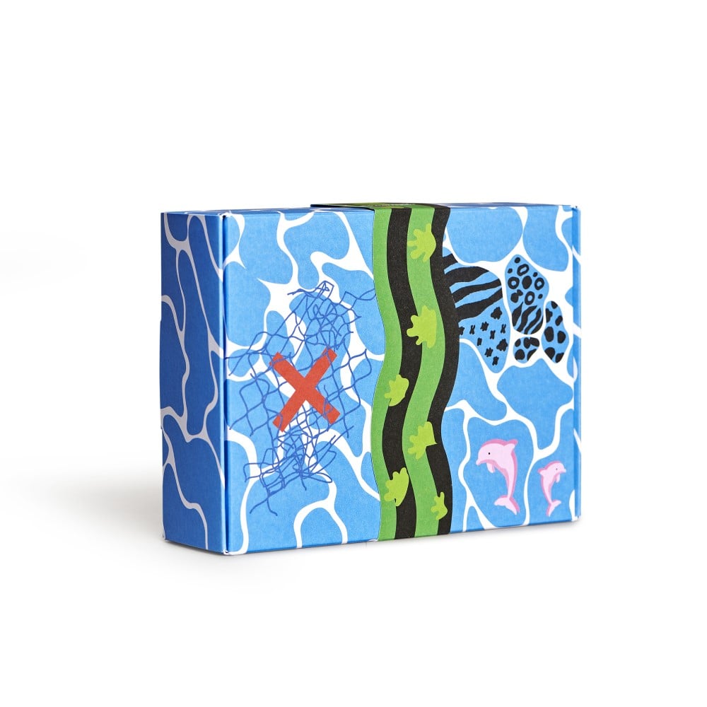 Happy Socks x WWF - Kids - 4 paar in blauwe giftbox