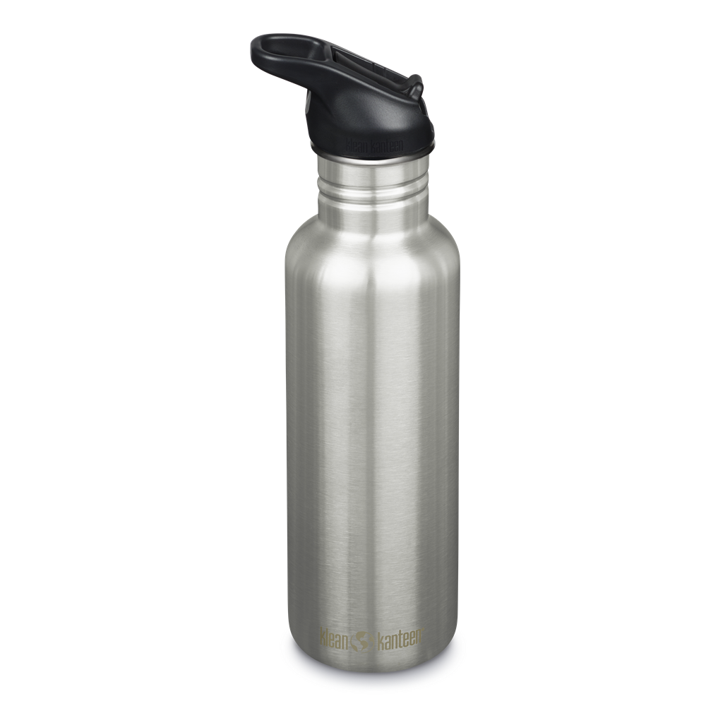 Klean Kanteen Classic Drinkfles - 800 ml met flip/sportdop - brushed stainless