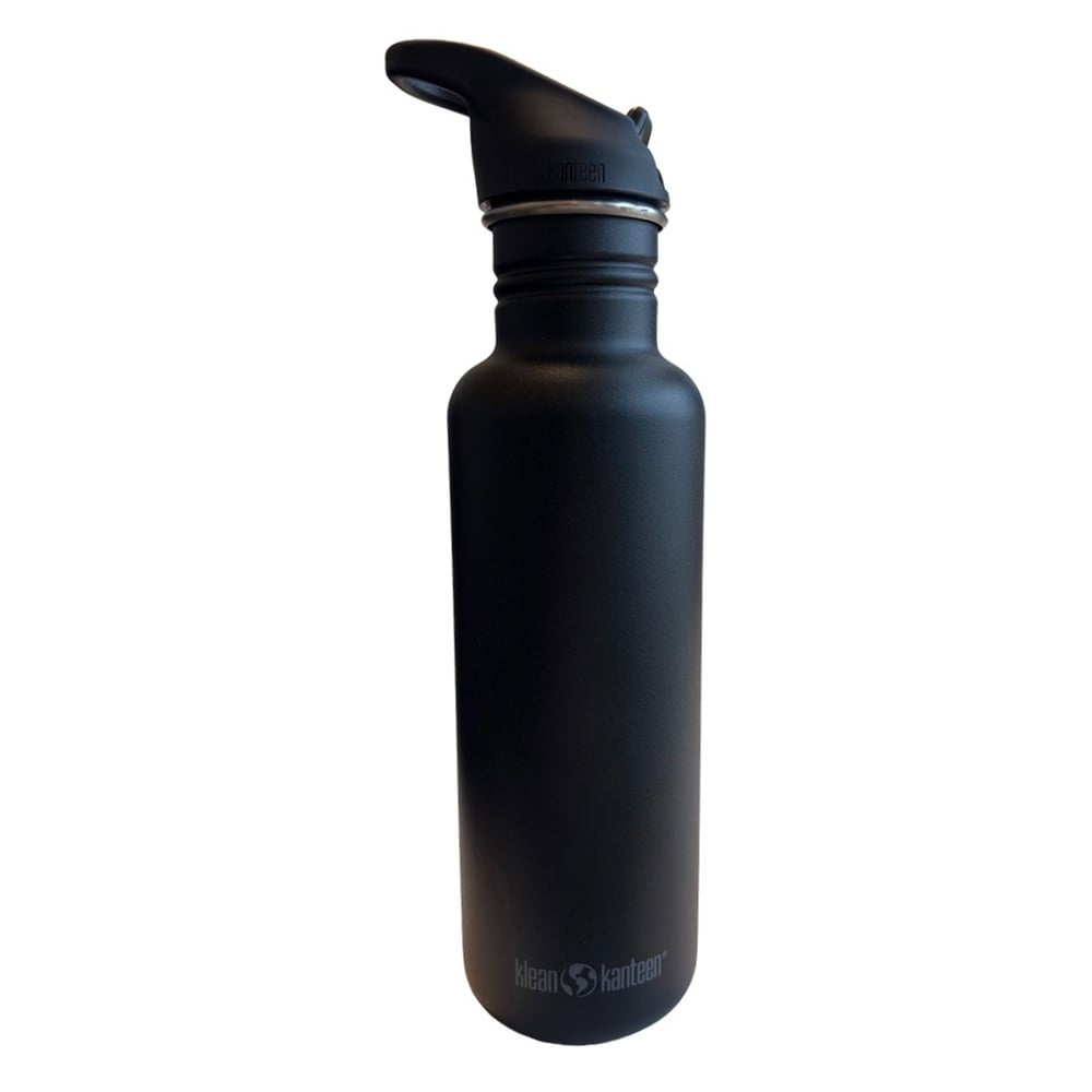 Klean Kanteen Classic Drinkfles - 800 ml met flip/sportdop - zwart met WWF-logo