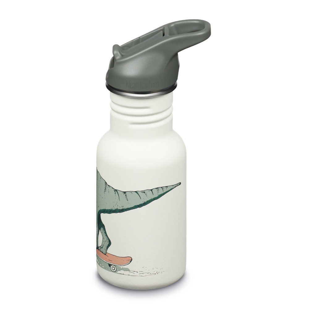 Klean Kanteen Kinder Drinkfles - 355 ml met flip/sportdop - dino skate