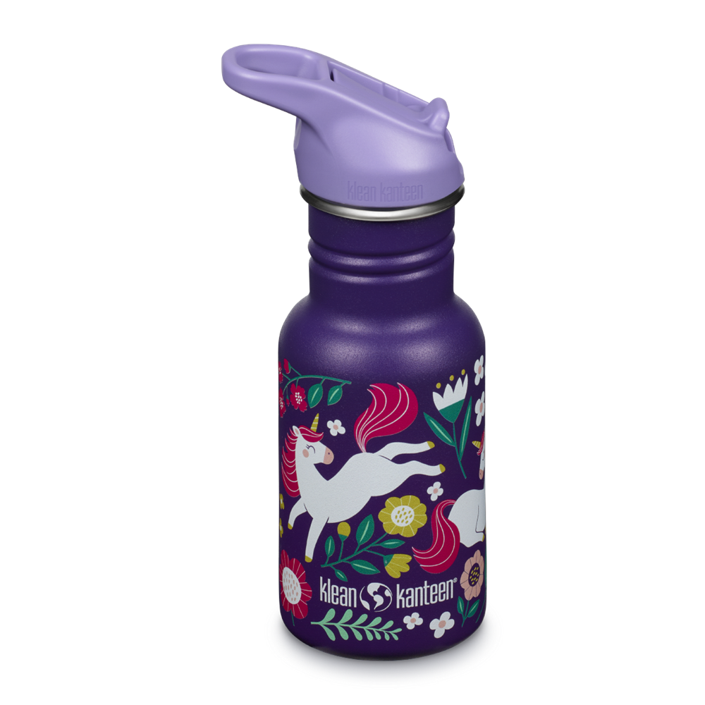 Klean Kanteen Kinder Drinkfles - 355 ml met flip/sportdop - leaping unicorns