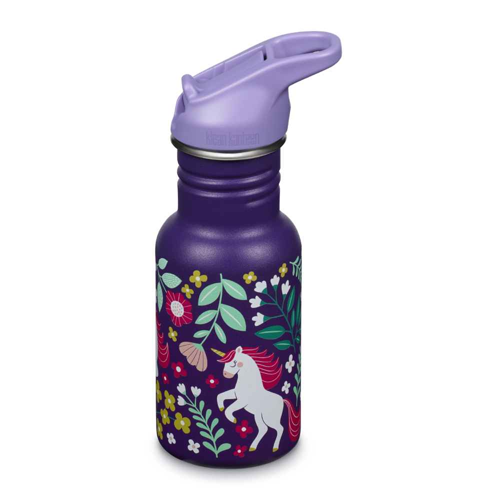 Klean Kanteen Kinder Drinkfles - 355 ml met flip/sportdop - leaping unicorns