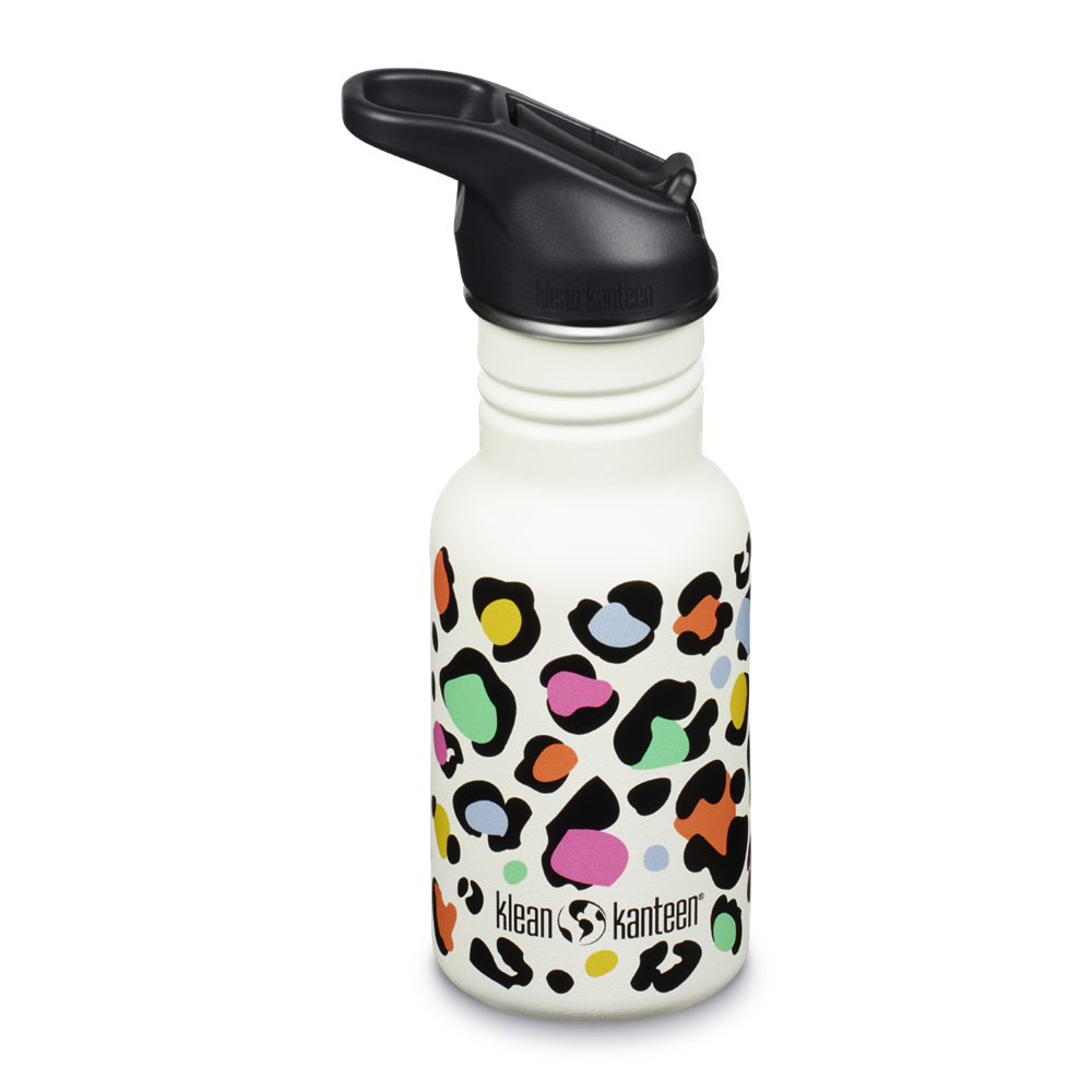 Klean Kanteen Kinder Drinkfles - 355 ml met flip/sportdop - leopard print