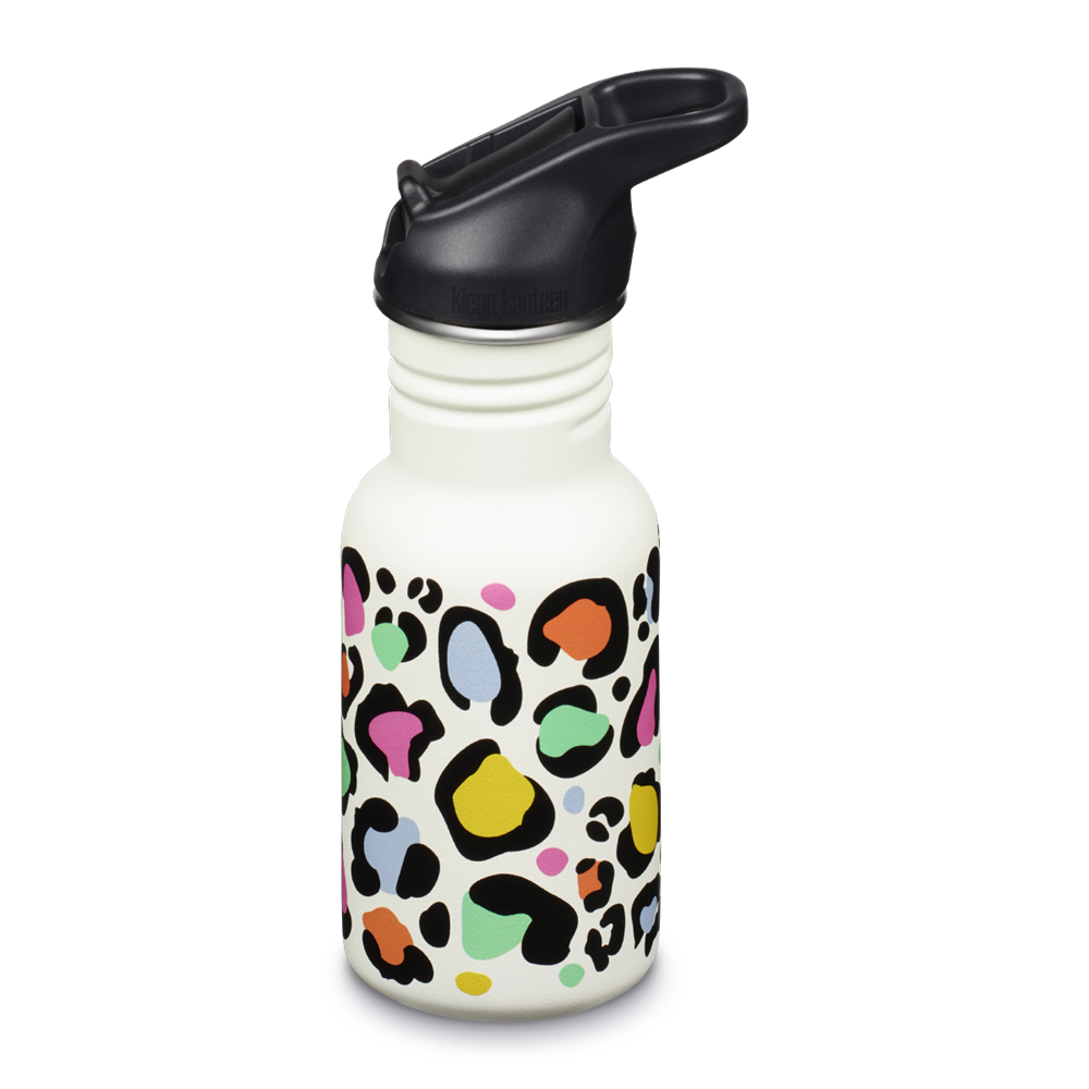 Klean Kanteen Kinder Drinkfles - 355 ml met flip/sportdop - leopard print