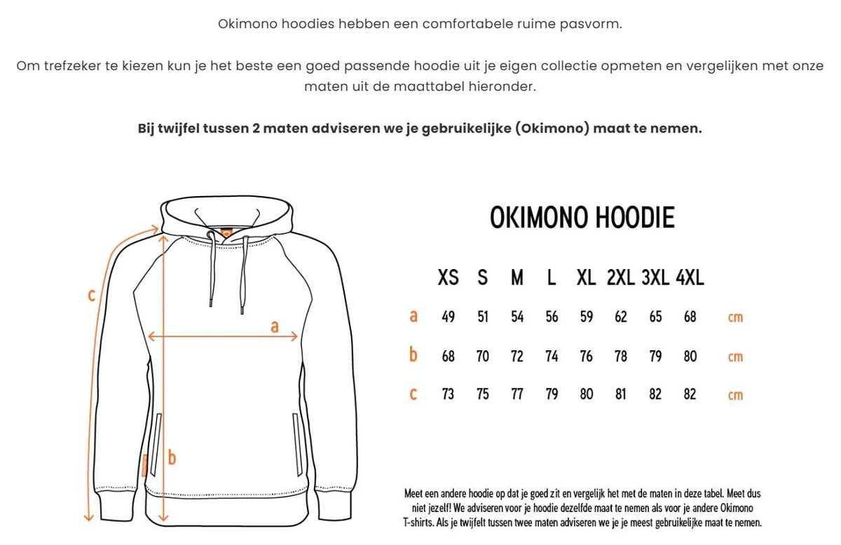 Maattabel — Okimono x WWF - No Time To Waste - donkerblauw - hoodie