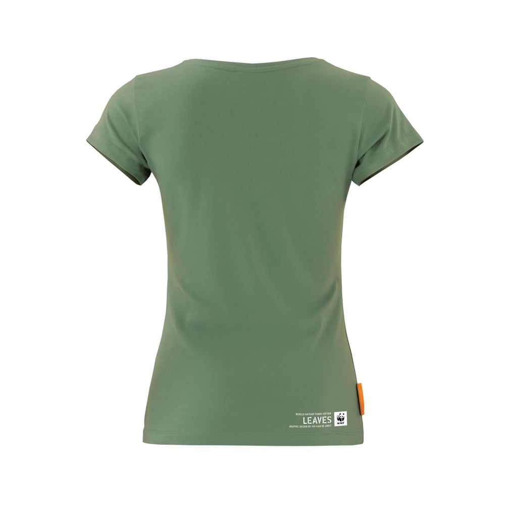 Okimono x WWF - Leaves - groen - dames - v-hals