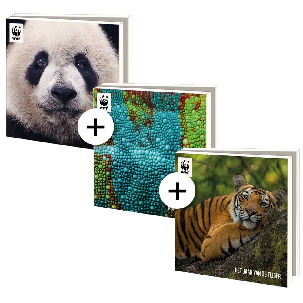 WWF ansichtkaartenmapje - voordeelbundel - Oog in oog + Kom dichterbij + Jaar van de tijger