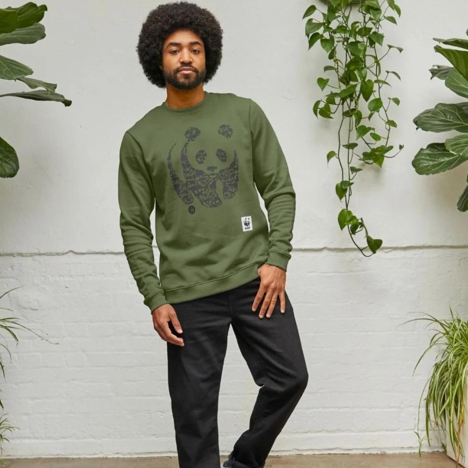 WWF heren sweater - panda - kaki