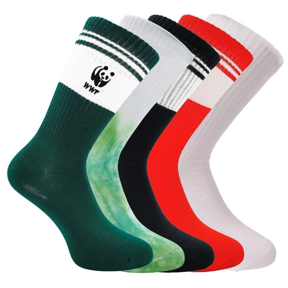 Retro sportsokken - Diverse kleuren met panda logo - voordeelbundel