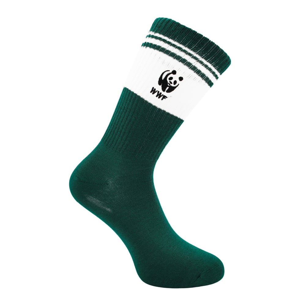 Retro sportsokken - donkergroen met panda logo