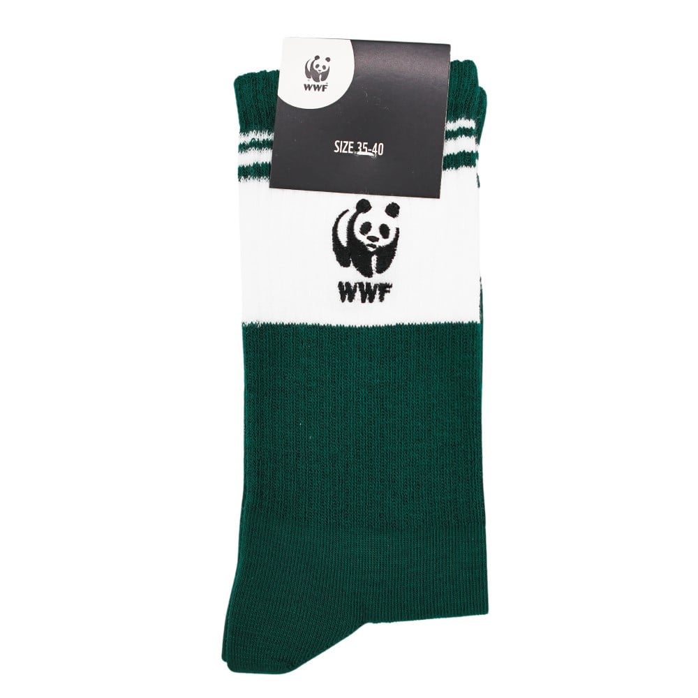 Retro sportsokken - donkergroen met panda logo