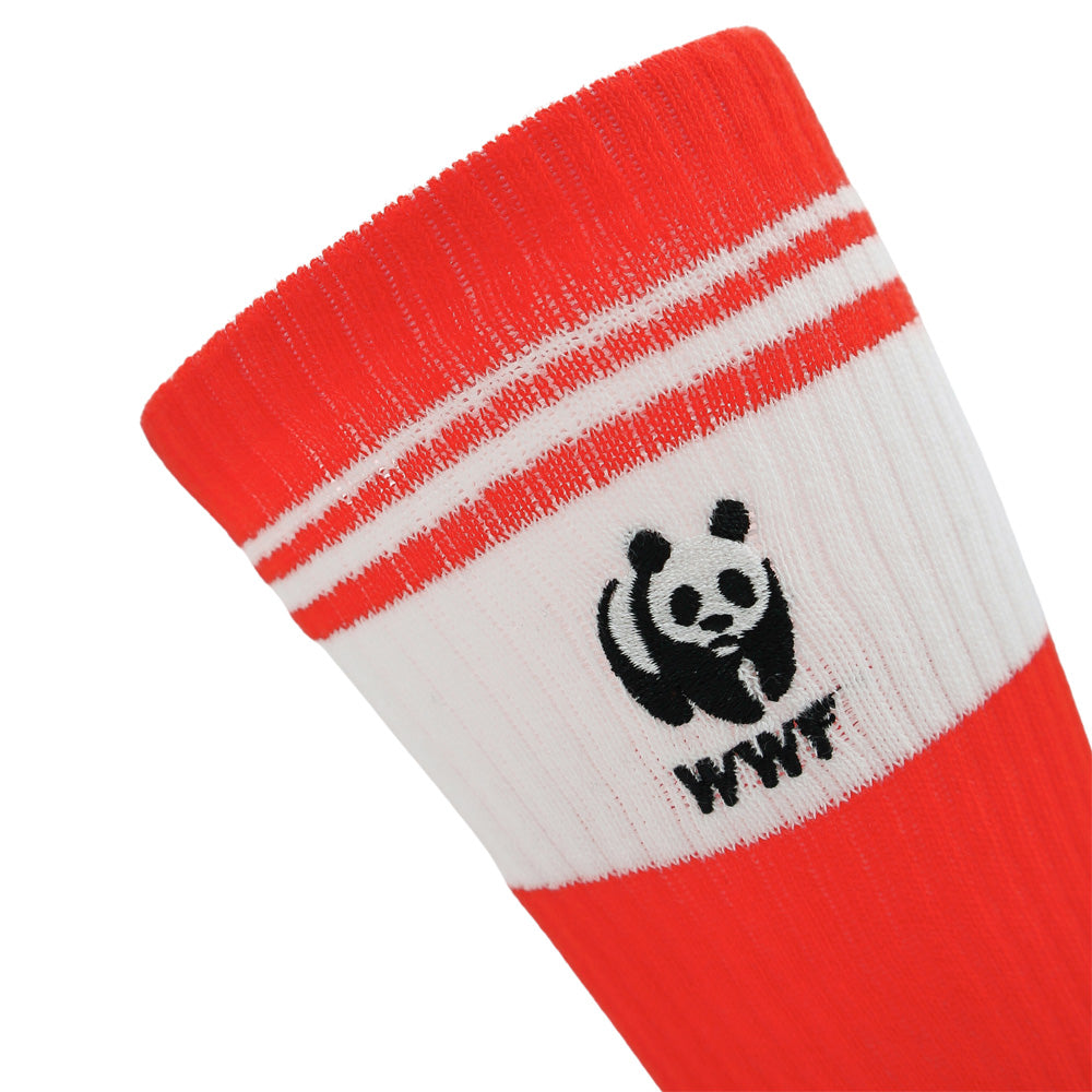 Retro sportsokken - koraalrood met panda logo