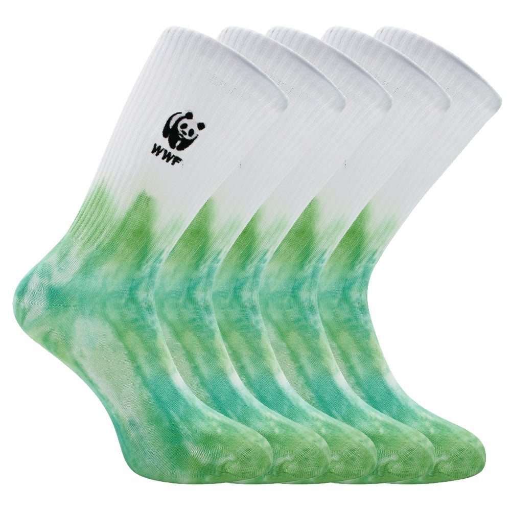 Retro sportsokken - Tie Dye met panda logo - voordeelbundel