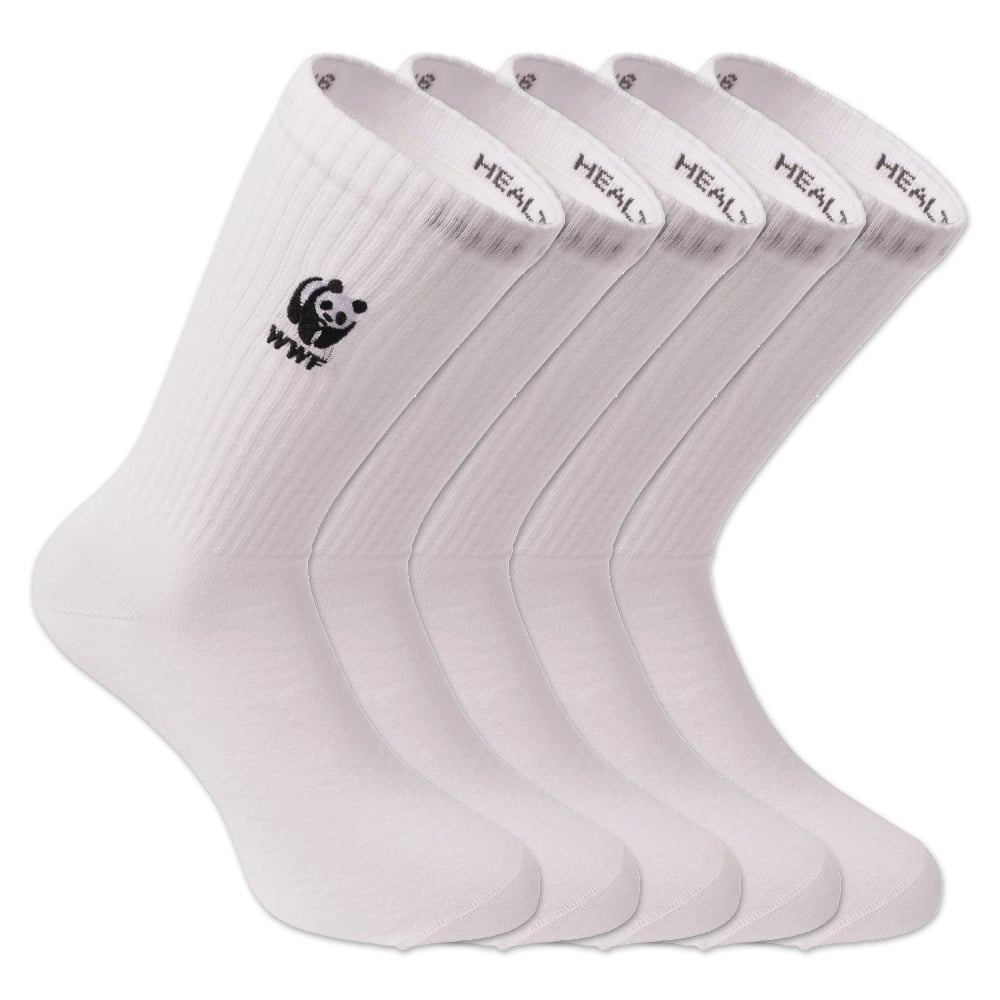 Retro sportsokken - wit met panda logo - voordeelbundel