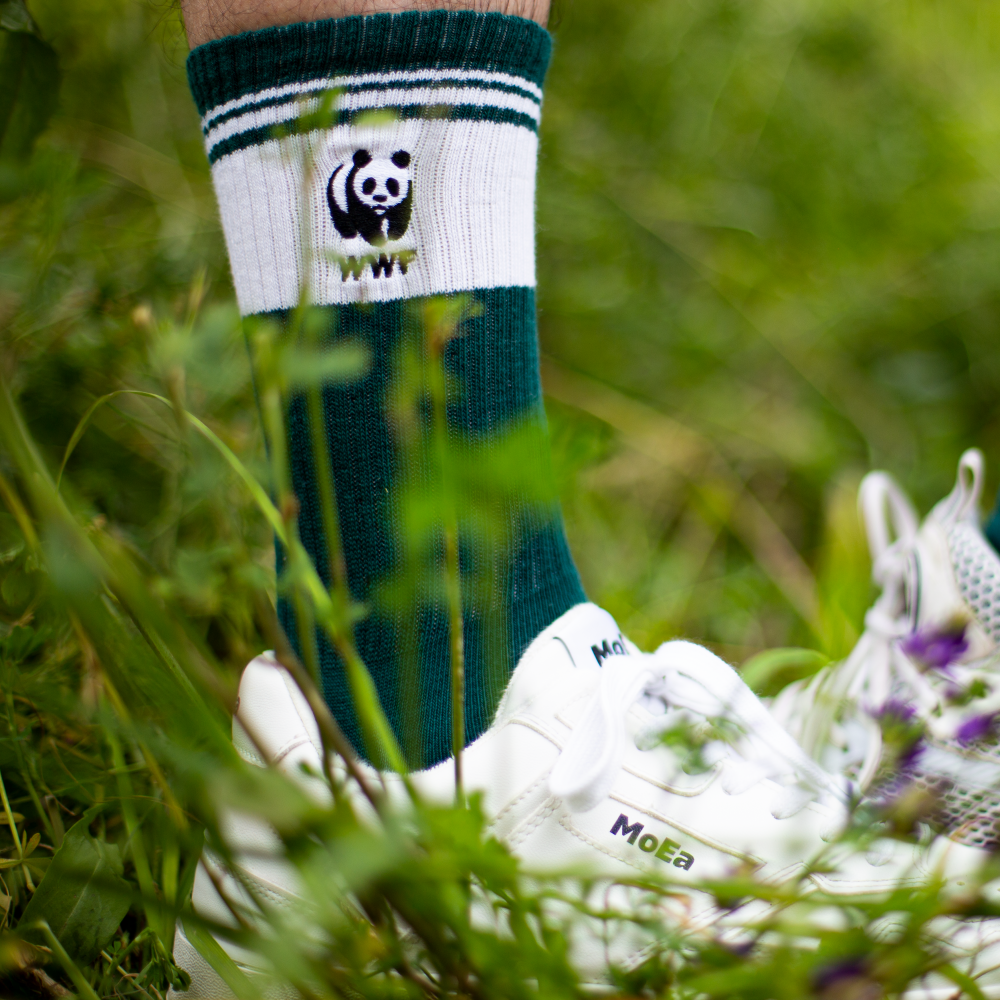 Retro sportsokken - donkergroen met panda logo