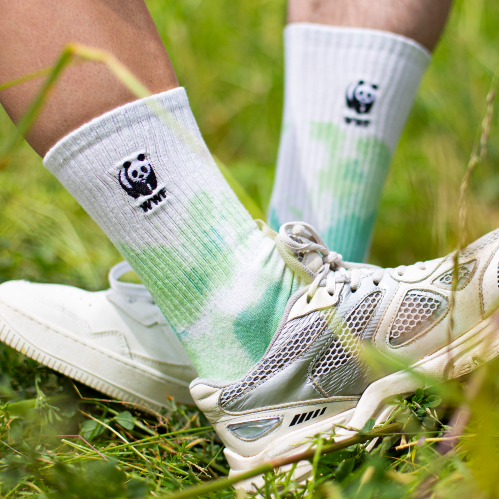 Retro sportsokken - Tie Dye met panda logo